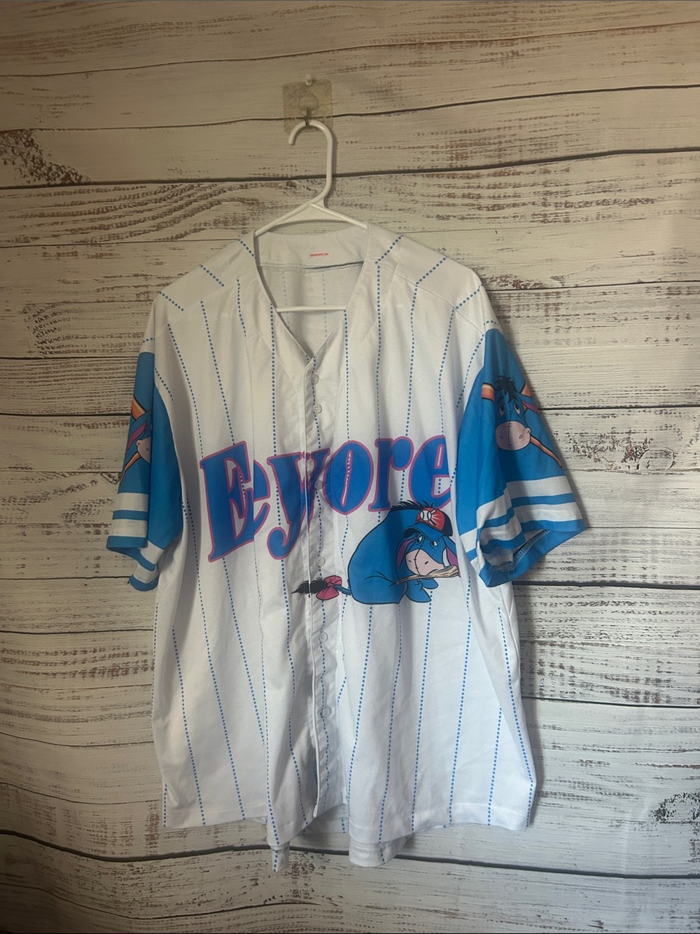 Eeyore Baseball-Style Jersey Top - White & Blue size 4XL